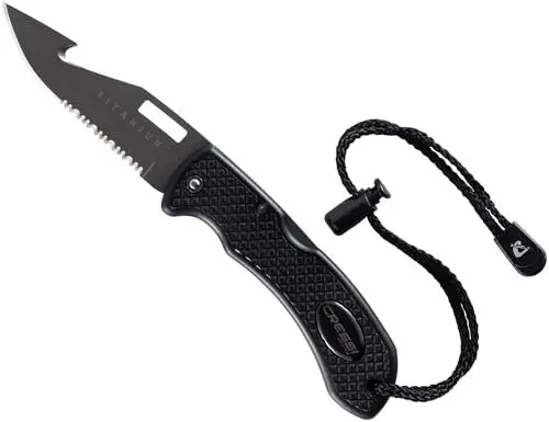 Produktbild: CRESSI Unisex-Adult Chaku Knife Titanium/Black Tauchermesser, Schwarz/Titan Klinge, Einheitsgröße