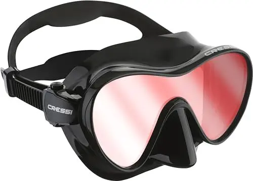 Produktbild: CRESSI Unisex-Adult F1 Mask Black Lenses Rahmenlose Einzellinsen Tauchmaske, Schwarz Ultravision Blue Linse, Einheitsgröße
