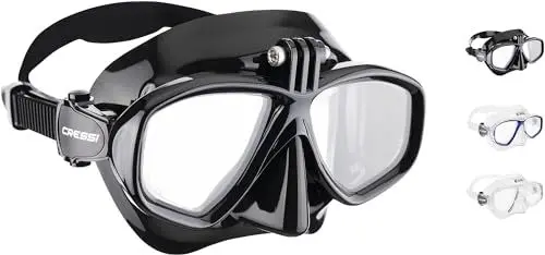 Produktbild: CRESSI Action Mask Black/Black - Unisex Tauchmaske Reduziertem Volumen und Action-Cam-Halterung, Schwarz/Schwarz, Einheitsgröße