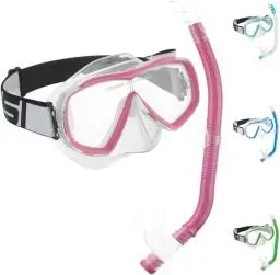Produktbild: Cressi Estrella Jr Combo - Maske Estrella Jr + Schnorchel Top zum Tauchen und Schnorcheln, Transparent/Rosa, Einheitsgröße, Kinder Unisex
