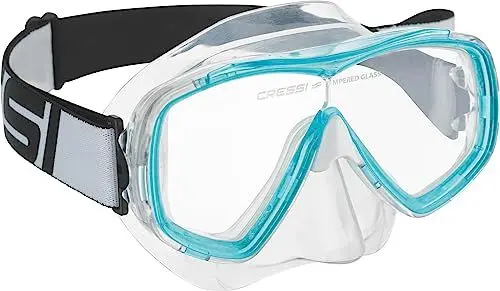 Produktbild: Cressi Estrella Jr - Maske zum Tauchen und Schnorcheln, Transparent/Aquamarin, Einheitsgröße, Kinder Unisex