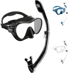 Produktbild: Cressi F1 + Dry Combo - Rahmenlose Maske + Schnorchel Dry Combo Set zum Tauchen und Schnorcheln, Schwarz, Einheitsgröße, Unisex Erwachsene