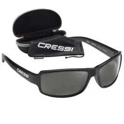 Produktbild: Cressi Ninja - Polarisierte Sonnenbrille Herren und Sonnenbrille Damen, Entspiegelte Gläser Wasserabweisend Schutz UV-Strahlen Angeln Fahren Sportbrille Herren + Hartschalenetui, Schwarze/Dunkelgraue