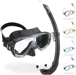 Produktbild: Cressi Onda Mare - Schnorchelset Onda Maske und Schnorchel Mexico, Schwarz/Schwarz, Einheitsgröße, Erwachsene Unisex