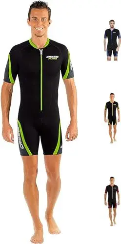 Produktbild: Cressi Playa Man Shorty Wetsuit – Kurzer Neoprenanzug 2.5mm aus Hochelastischem für Herren, Schwarz/Limette, S