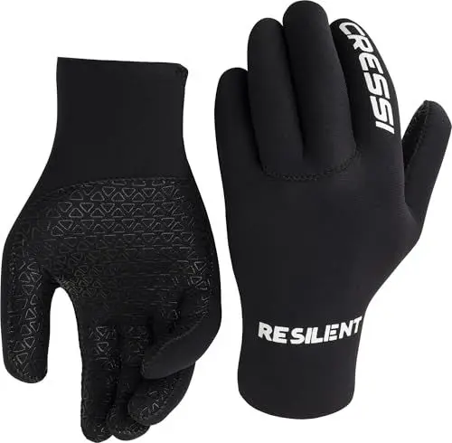 Produktbild: Cressi Resilient Gloves 3mm L - Unisex Ultra Grip Handschuhe aus weichem Neopren Schwarz 3 mm, zum Tauchen, Angeln, Schnorcheln, Surfen, Paddeln, Kajakfahren und Schwimmen, L