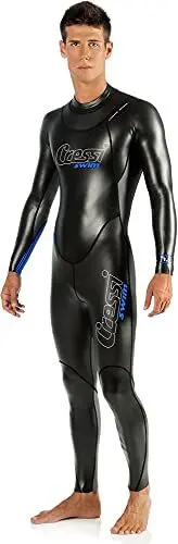Produktbild: Cressi Triton Man All In One Swim Wetsuit 1.5mm - Neopren 1.5 mm High Density Glide Skin Einteiliger Schwimm-Neoprenanzug, Schwarz/Fluoblau, XS, Herren