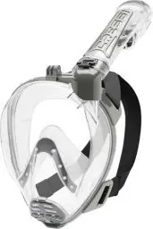 Produktbild: Cressi Unisex-Adult Duke Full Face Mask Schnorchel Dry Vollgesichtsmaske Wide Vision mit Action Cam Halterung, Transparent/Silber, M/L