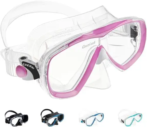 Produktbild: Cressi Unisex-Adult Estrella + Gamma Combo Set Premium Silikon Tauchmaske, Transparent/Rosa, Einheitsgröße
