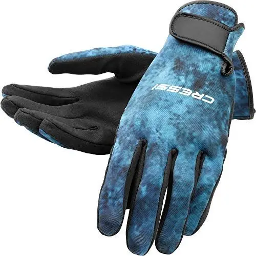Produktbild: Cressi Unisex-Adult Hunter Handschuhe aus 2 mm Neopren für Wassersport, Camo blau, M