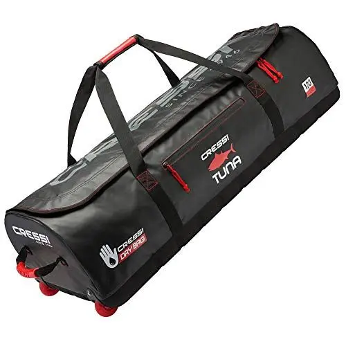 Produktbild: Cressi Unisex-Adult Tuna Dry Wheel Bag Große wasserdichte Tasche mit Rollen, Schwarz/Rot, 120 L