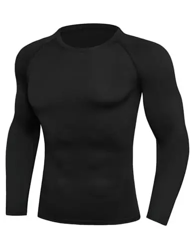 Produktbild: Crewhpo Kompressionsshirt Herren Langarm Sportshirt Funktionsshirt Atmungsaktiv Compression Shirt Schnell Trocknend Fitness Trainingsshirt für Männer Rundhalsausschnitt Classics M-3XL
