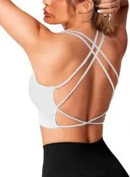 Produktbild: Crewhpo Sport BH Damen Ohne Bügel Gepolstert Bustier für Frauen Cross Back Sports Bra Rückenfrei Mit Polstern Nahtlose Sport-BHS für Yoga Fitness Pilates Gym