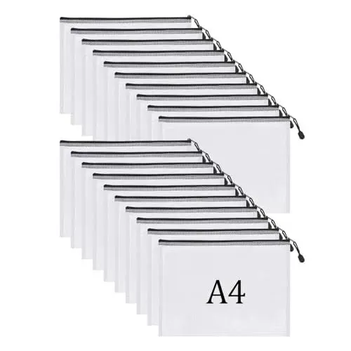 Produktbild: Crhoeiq Dokumententasche A4, 12 Stücke Dokumententasche A4 Reißverschluss, Wasserdichte Dokumententaschen Zipper Beutel für Datei, Papier, Dokumente, Kosmetika und Reiseutensilien