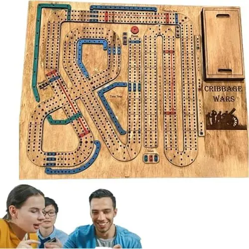 Produktbild: Cribbage Wars Brettspiel,Wars Gesellschaftsspiele,Cribbage War Spiel mit integriertem Aufbewahrungsfach für Cribbage,Holz Brettspielset Set,Interatives Tischspiel Holz Brettspiel,#1 Stück Holz