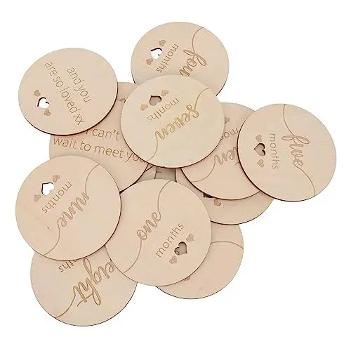 Produktbild: CRILSTYLEO 15 Stück Holz Meilensteinscheiben Für Babys Monatlich Meilenstein Ornament Holz Karten Meilensteinkarten