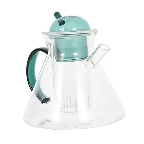 Produktbild: CRILSTYLEO 1stück Praktische Glas-kaffeekanne Grün Hochwertige Aus Hitzebeständigem Borosilikatglas Für Zuhause Und Restaurant Einfach Zu Reinigen Langlebig Und Stilvoll