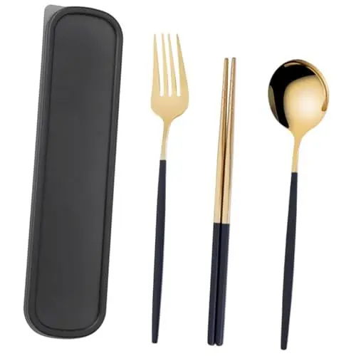 Produktbild: CRILSTYLEO Schwarzer Besteckständer - Campingschüssel & Besteckset - Reiseutensilienkoffer - Outdoor-reisegeschirr