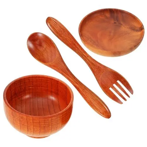 Produktbild: CRILSTYLEO Elegantes Salatschüssel-set Aus Holz Großes Servierschüssel- Und -set