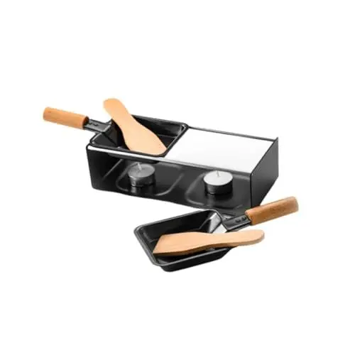 Produktbild: CRILSTYLEO 1 Satz Mini-käseschmelzpfanne Antihaft-grillplatte Teelicht Mini Herd Grillmaschine Mini-grillplatte Backgeschirr Raclette-käse Käsefondue Rostfrei Käse Grillen Bambus Black