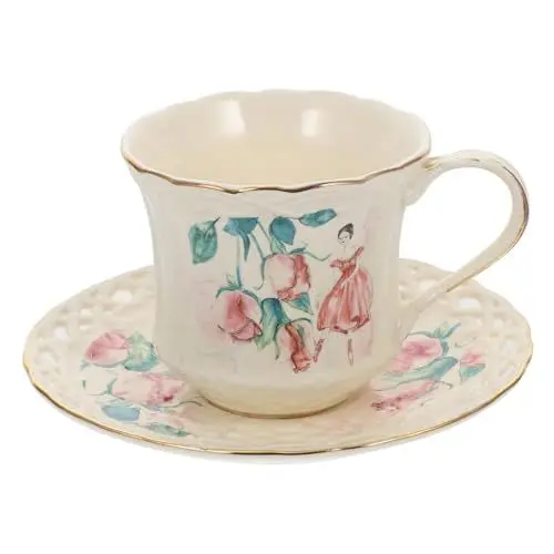 Produktbild: CRILSTYLEO Elegantes Kaffeetassen-set Aus Porzellan Mit Untertasse Kreative Tasse Für Tee Und Getränke Glatter Rand Für Zuhause/geschäft/bar/restaurant