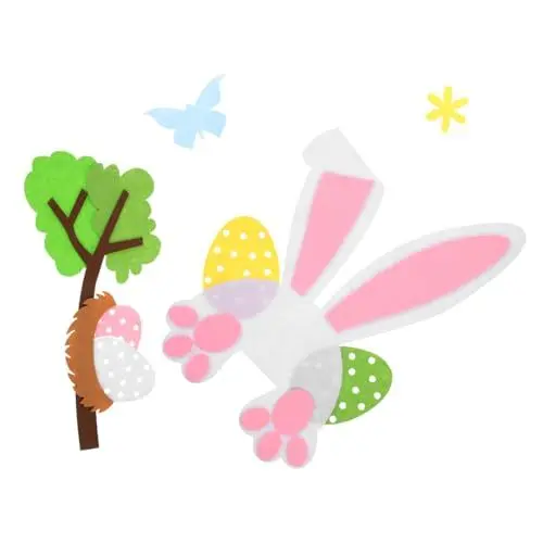 Produktbild: CRILSTYLEO Türaufkleber Kaninchen Osterdeko Frühlingsdekorationen Diy Filz-osterschmuckset Osterwandaufkleber