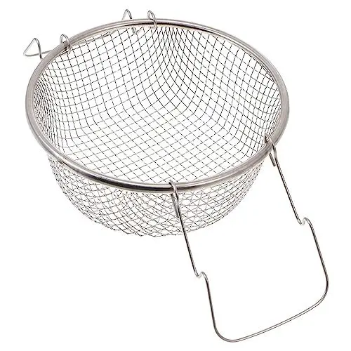 Produktbild: CRILSTYLEO 1stk Frittierkorb Aus Edelstahl Kreistablett Bratwerkzeug Pfannensieb Edelstahlsieb Mesh-fritteuse Taco-fritteuse Frittierkorb Mit Früchtekorb Frittiersieb Silver Rostfreier Stahl