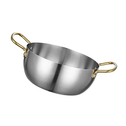 Produktbild: CRILSTYLEO 1stk Ramen-topf Kleiner Topf Mit Deckel Ramentopf Mit Deckel Schmortopf Mit Deckel Suppentopf Kochtopf Mit Griffen Mini-hot Pot Kochen Mit Griffen Rostfreier Stahl Silver