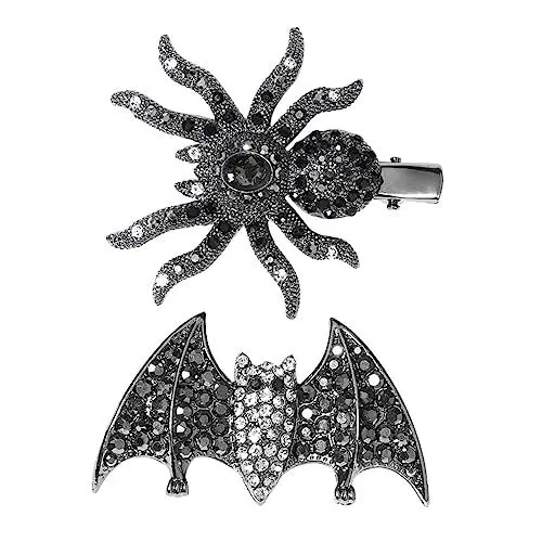 Produktbild: CRILSTYLEO 2er Satz Gothic Haarspangen Mit Kristallen Spinnen Und Fledermaus-haarnadeln Für Halloween-partys Und Kostüme