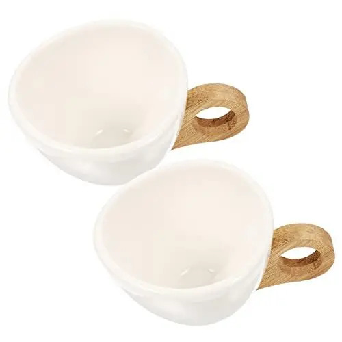 Produktbild: CRILSTYLEO 2 Stück Kaffeetasse Mit Holzgriff Keramik Kaffeetasse Espressotasse Haushaltstrinkbecher 250ml Set Aus 2 Stilvoll Und Ideal Für Kaffee Und Tee