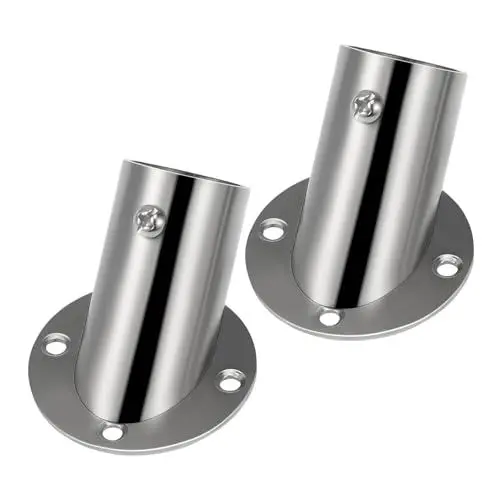 Produktbild: CRILSTYLEO 2st Schräg Flansch Stangenhalter Für Gardinenstangen Wäscheständer Für Babyflaschen Ecke Duschstange Flanschhalter Flanschstangenhalter Stützhalter Edelstahlmaterial Silver