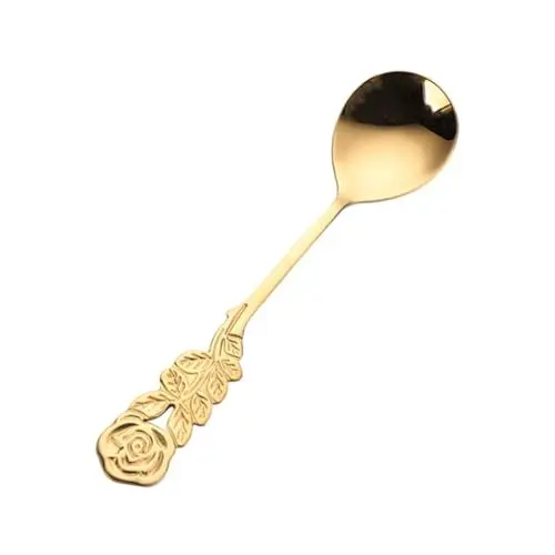 Produktbild: CRILSTYLEO 3St Edelstahllöffel Salatlöffel Salzlöffel Zuckerlöffel Bistro-Löffel antiker Cocktaillöffel kaffelöffel kaffeelöffel barzubehör espressoloeffel Heimgeschirr Eisportionierer Golden