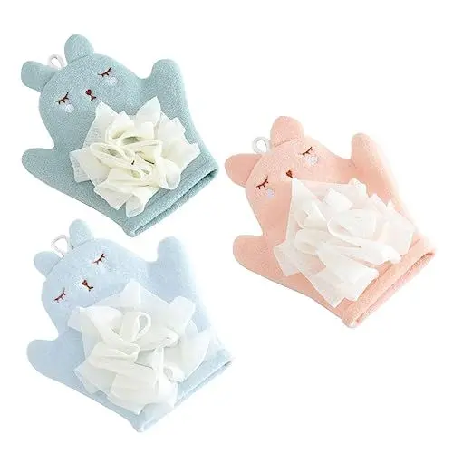 Produktbild: CRILSTYLEO Fasermaterial Robustes Bad Dusche Luffa Schwamm Set 3pcs Baby Shower Mitt