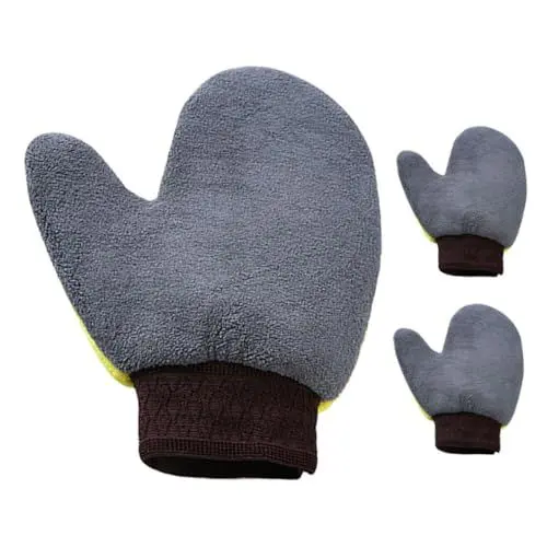 Produktbild: CRILSTYLEO 3stücke Teiliges Waschhandschuhe Für Autos Mikrofaser-handschuhe Kratzfrei Und Rutschfest Für Fahrzeugreinigung Und Pflege Von Und Außenbereichen