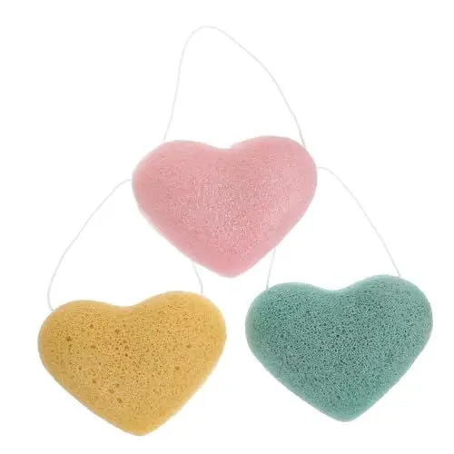 Produktbild: CRILSTYLEO Natürlicher Schwamm-puff Für Das Gesicht 3 Stück Herzförmige Gesichtsreinigungsschwämme Sanfte Peeling-pads Tiefenreinigung Für Frauen