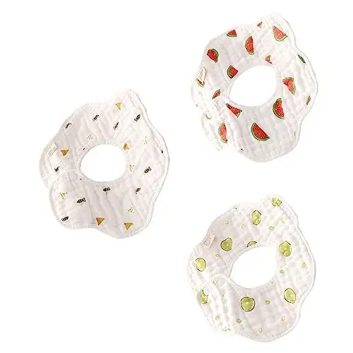 Produktbild: CRILSTYLEO 8-lagige Baby-lätzchen Aus Reiner Baumwolle Mit Fruchtdesign Drehbar Bequem Für Babys