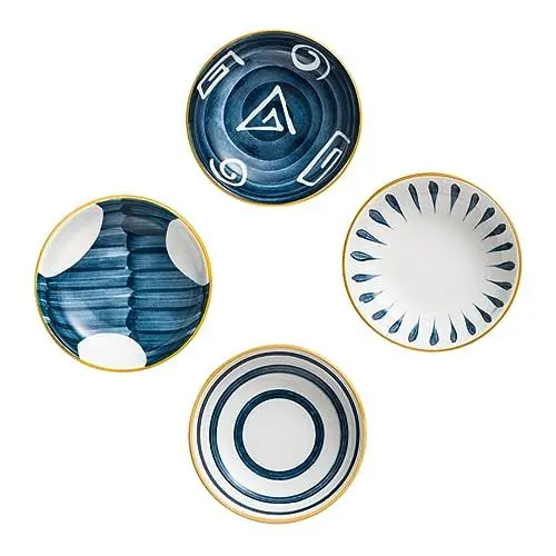 Produktbild: CRILSTYLEO 4 Stück Japanisches Saucengericht Saucenteller würzen Platte Sauce Gericht Gewürzsoße Wasabi-Schalen Keramik Gewürzschale Keramik Schälchen für Saucen Sojasauce-Teller Essiggericht