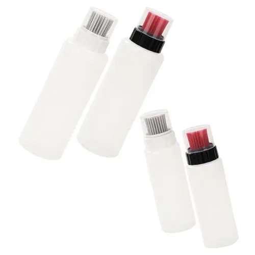 Produktbild: CRILSTYLEO 4 Stück plastikflasche kunststoffflasche essigflasche soßenflaschen saucenflasche Speiseölspender Olivenölspender mit Bürste Ölpinsel praktische Ölflasche Olivenöl Spender silikon