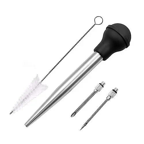 Produktbild: CRILSTYLEO 4er Set Truthahn Gewürz Injektor Grill Fleisch Marinierspritze Aus Edelstahl BBQ Sauceninjektor Für Saftiges Fleisch