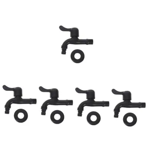 Produktbild: CRILSTYLEO 5st Waschmaschine Wasserhahn Wischmop Schwarzer Küchenhahn Wasserhahn Im Freien Wasserhahn Waschmaschine Badezimmerarmaturen Küchenzubehör Wäsche Wasserhahn Black Edelstahl 304