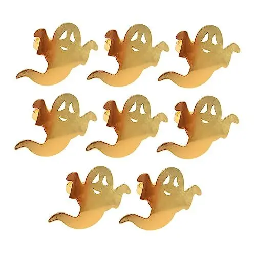 Produktbild: CRILSTYLEO Halloween Dacoratin Geist Serviettenringe Metall Serviettenschnallen Geisterhafte Tischdekoration Serviettenhalter Festliches Accessoire