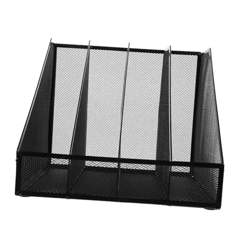 Produktbild: CRILSTYLEO Metall Dokumentenablage Schwarz Stapelbarer Schreibtisch Organizer Robustes Und Design Für Bürobedarf Platzsparender Aktenhalter Für Zeitschriften Und Papiere