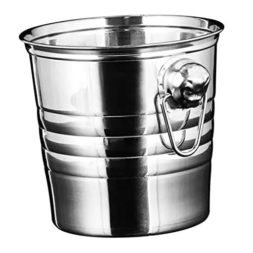 Produktbild: CRILSTYLEO Eiskübel aus Edelstahl Eisfass Weinkühleimer Eisbehälter Whisky-Eis Eiswanne vereist eiswurfel behälter eiswürfelschale rostfreier Eiskübel Eiswürfelhalter Rostfreier Stahl Silver