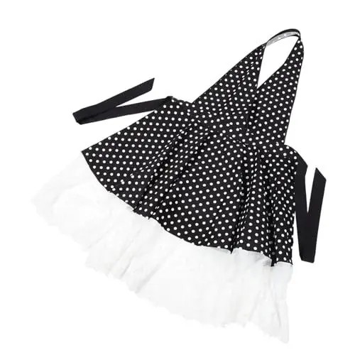 Produktbild: CRILSTYLEO Konditorei Schürze Blumenarrangement Schürze altes Schürzenkleid Mädchenschürze Kochschürzen kitchen apron Schürze für Hausarbeit Gebäck Schürze Haushaltsschürzen Stoff Black