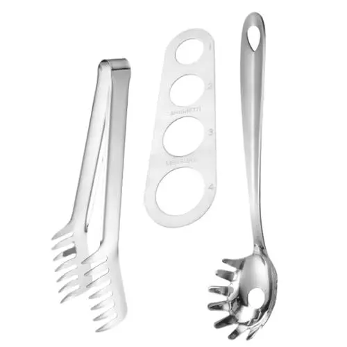 Produktbild: CRILSTYLEO Spaghettizange Aus Edelstahl Wiederverwendbarer Nudellöffel Mit Integriertem Nudelmesswerkzeug Haushalts Lebensmittelclip Für Pasta Und