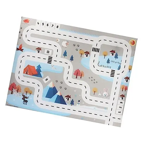 Produktbild: CRILSTYLEO Verkehrsspielmatte Für Kinder Spielmatte Verkehrskarte Spielmatte Krabbelmatte Bodenmatte Ineinandergreifende Fußmatten Puzzlematte Himmelblau