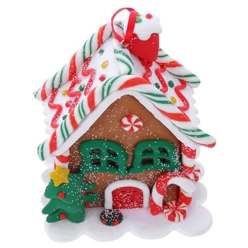 Produktbild: CRILSTYLEO Weihnachtshütten Anhänger Kekshaus Weihnachten Lebkuchenmann Ornament Süßigkeiten Weihnachtsschmuck Lebkuchenhaus Dekoration Tonteig Weihnachtsfiguren Polymerton
