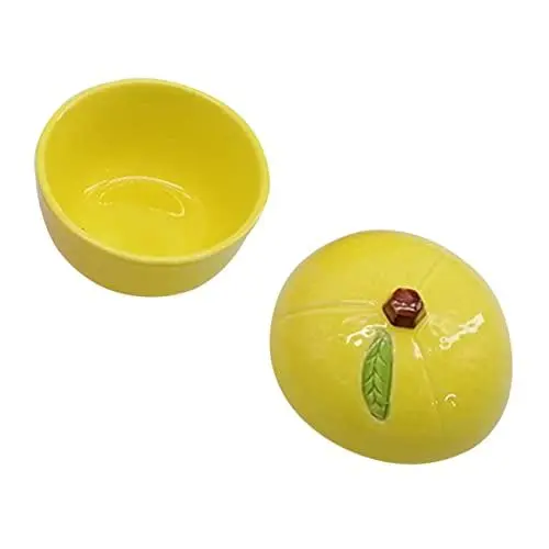 Produktbild: CRILSTYLEO Zitronenschale Lebensmittelbehälter mit Deckel Schmortopf in Zitronenform pudding schalen frühstücksbowl Dampfschale aus Keramik im westlichen Stil Dessertschale aus Keramik