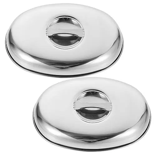 Produktbild: CRILSTYLEO Edelstahl-Steak-Kuppel-Deckel für Speiseteller Speiseservier-Abdeckung Brat-Abdeckung für Bratpfanne 20 cm rund Speiseabdeckung