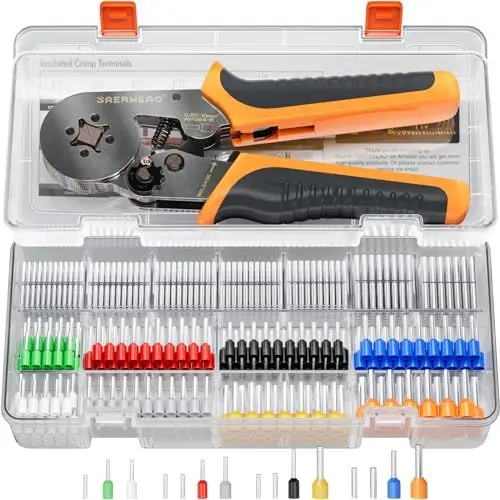 Produktbild: Crimpzange Set mit 15 Arten Aderendhülsen Set I Premium Aderendhülsenzange selbsteinstellend (Für 0,25-10mm²) für isolierte/unisolierte Kabelschuhe I Krimpzange, Crimpzangen, Crimp Zange, Presszange